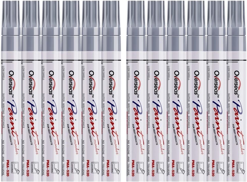 Lesun Silver Paint Pens - 12 Pack Waterproof Oil-Based Paint Pen Set, Quick Dry and Permanent, Markers for Rock, Stone, Ceramic, Wood, Fabric, Plastic, Canvas, Glass, Mugs, Tires - Image 1